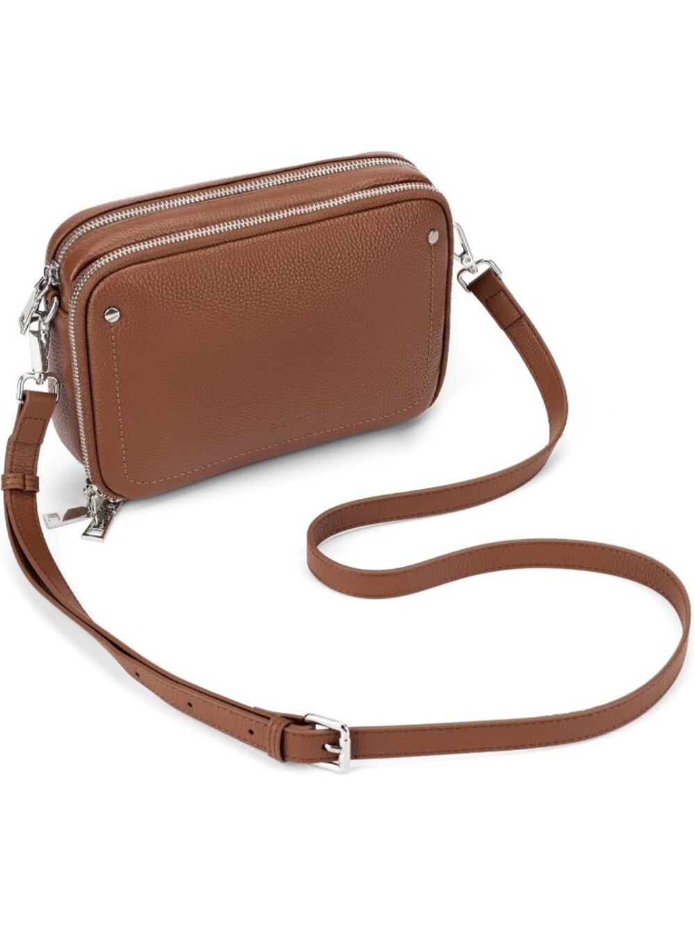 👜Women's Cognac Brown Genuine Leather RFID Crossbody Bag Camera Shoulder Purse